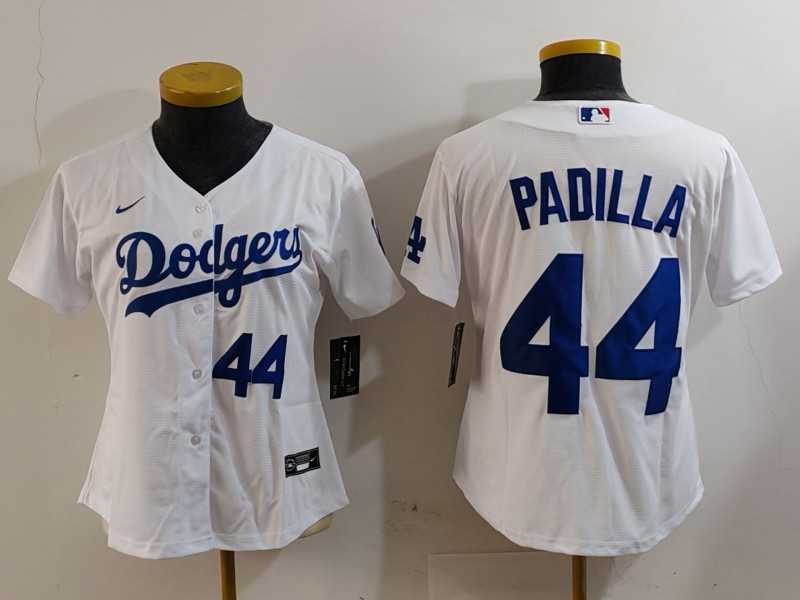 Women%27s Los Angeles Dodgers #44 Vicente Padilla Number White Cool Base Stitched Jerseys